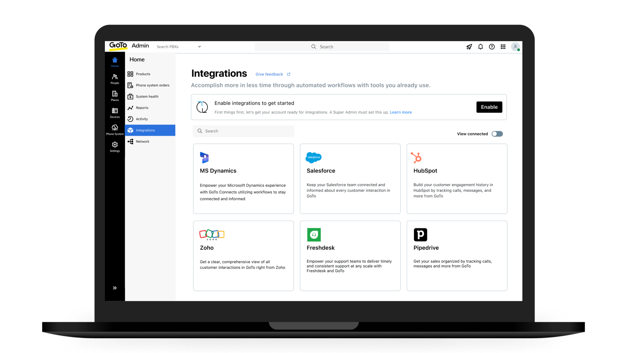 Pacote de integrações do GoTo Connect.