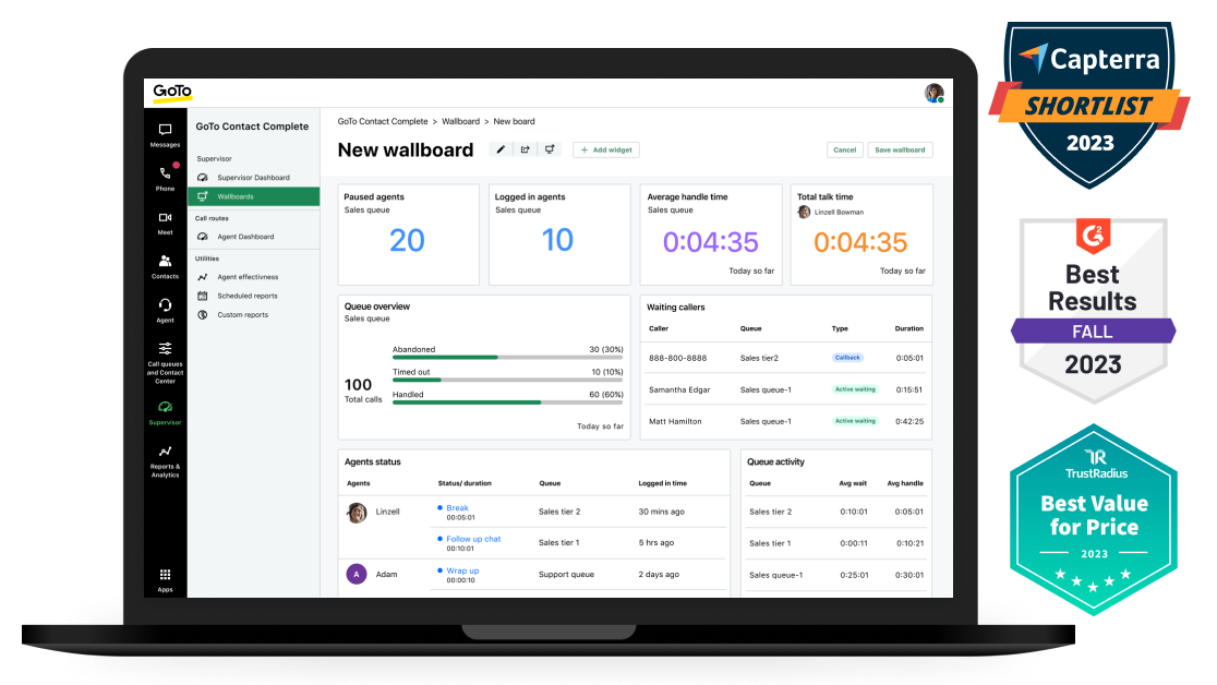  La galardonada plataforma Connect Contact Center de GoTo Connect.