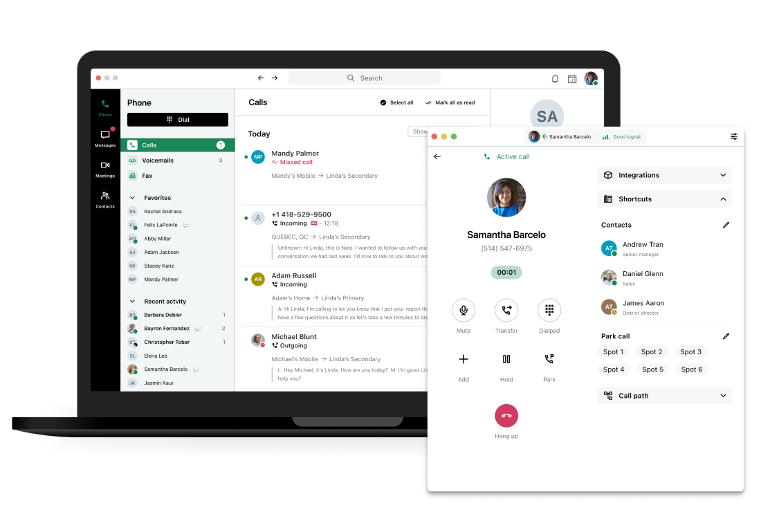 A customizable softphone. Unlimited call routing. Powerful integrations. Advanced call routing with dial plan editor.