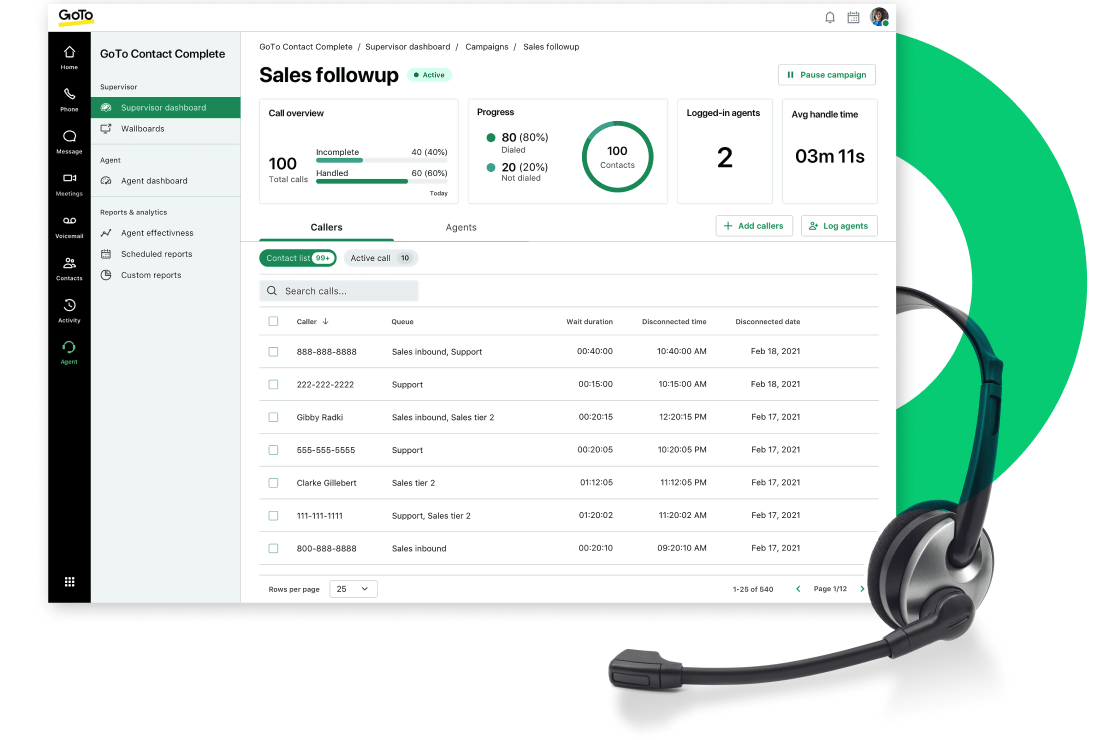 Encaminhe chamadas de clientes e retornos de chamada com o GoTo Connect.