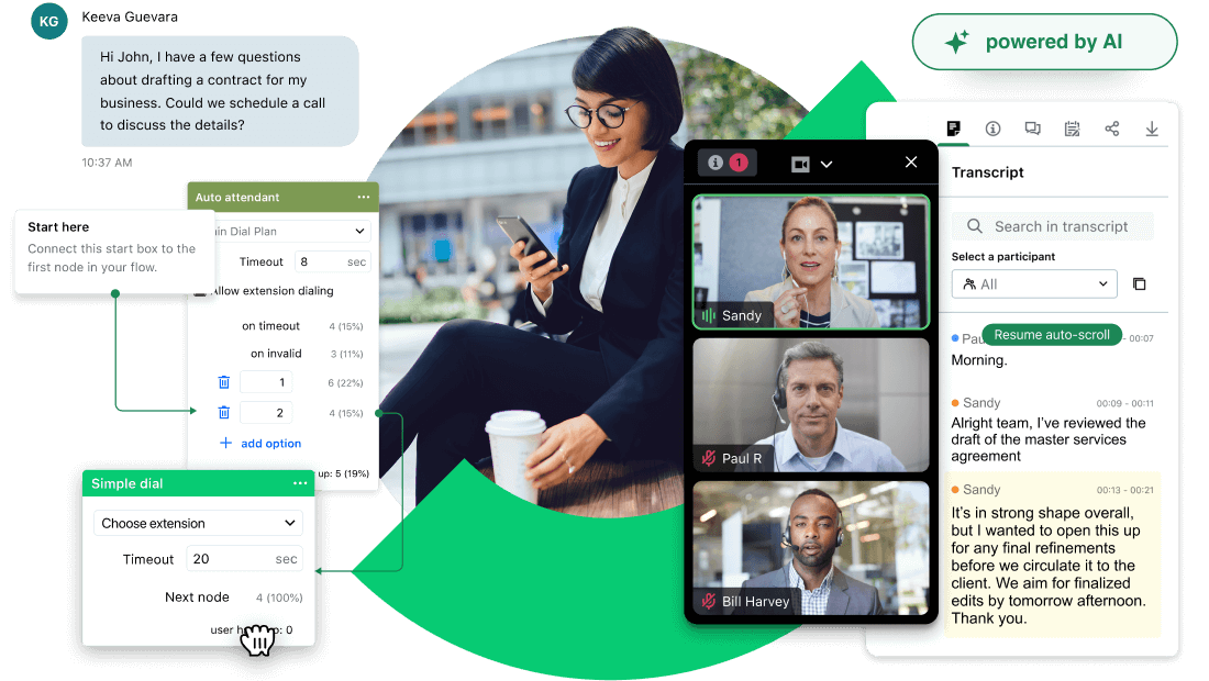I-powered GoTo Connect platform featuring a VoIP phone system and virtual meeting transcripts, delivering unified communication solutions tailored for law firms.