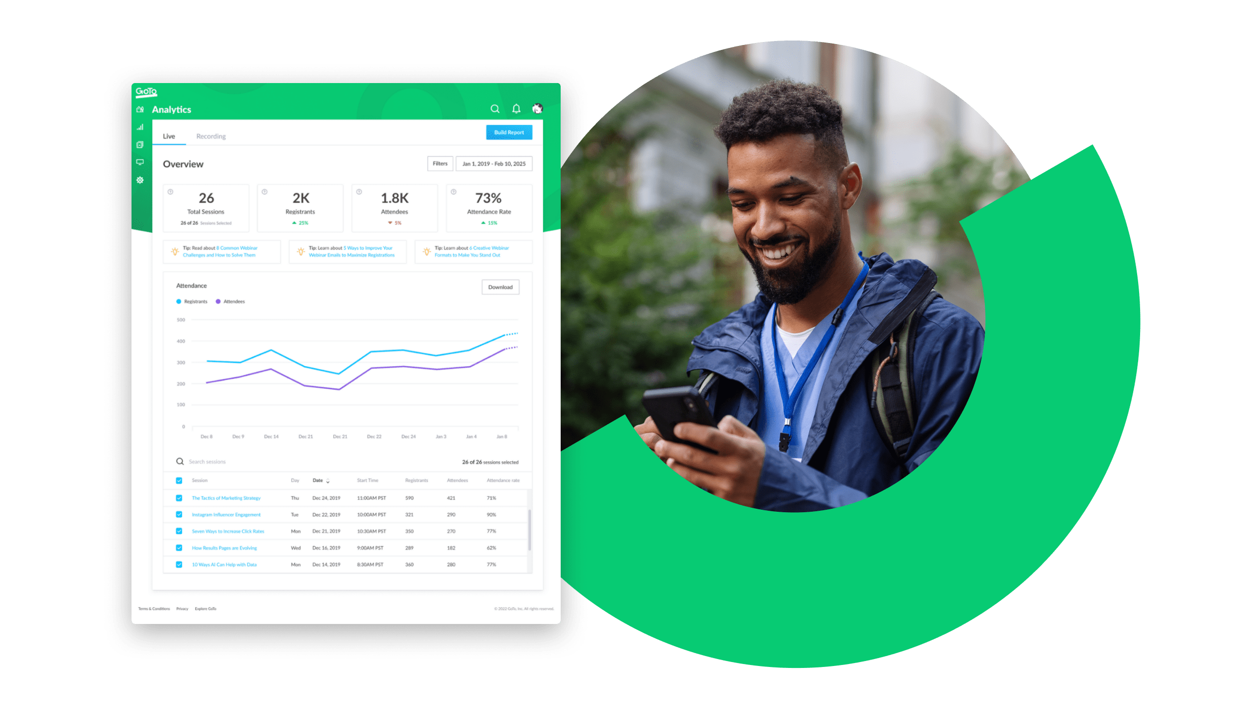 Man uses GoTo Webinar to analyze and improve virtual events.